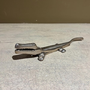 Vintage Small Brass Alligator Nutcracker with Nickel Plating