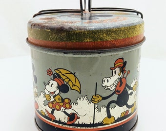 Rare 1935 Disney Mickey Mouse Tin Lunch Box by Geuder Rare 1935 Disney Mickey Mouse Tin Lunch Box by Geuder