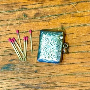 Hallmarked Sterling Silver Match Safe with Original Matches