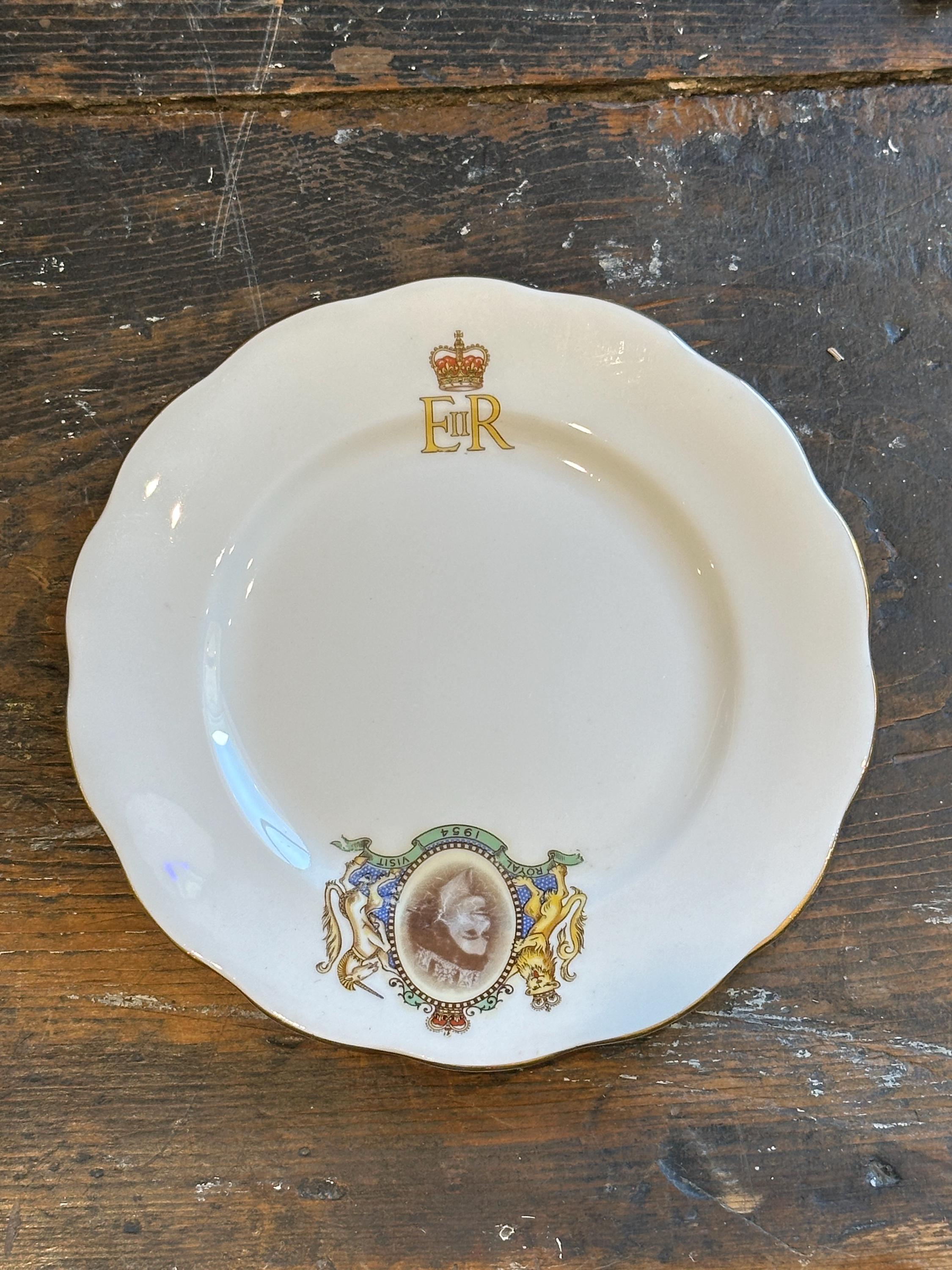 1954 Royal Albert Queen Elizabeth Coronation Dessert Set (set of 3