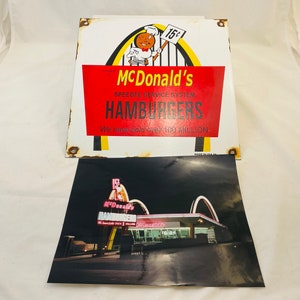 1959 McDonalds Hamburger Speedee Service System Hamburger Sign with Picture