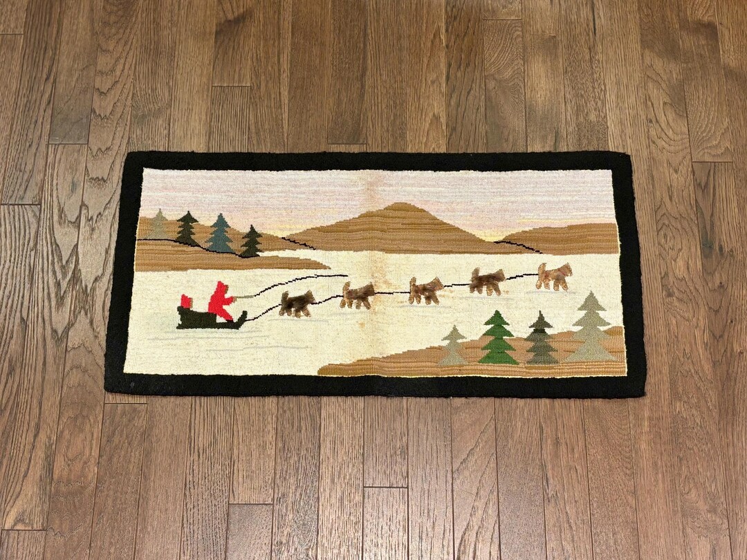 Labrador Hand Hooked Rug Vintage Quebec Labrador Handicrafts Hooked Mat - Etsy