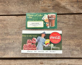 2 cartoline pubblicitarie vintage della Coca-Cola