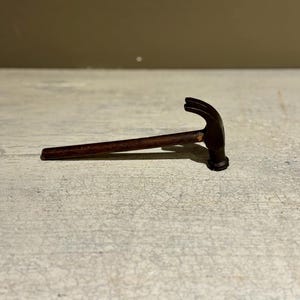 Antique Miniature Hand Forged Hammer with Wooden Handle