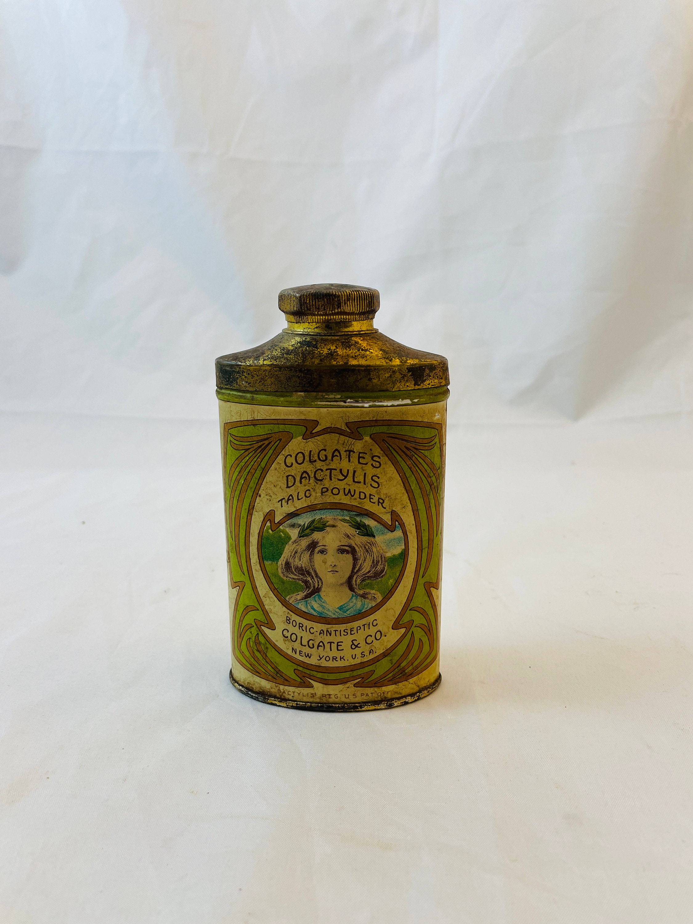 Antique Talc Powder Tin Antique Talc Powder Tin