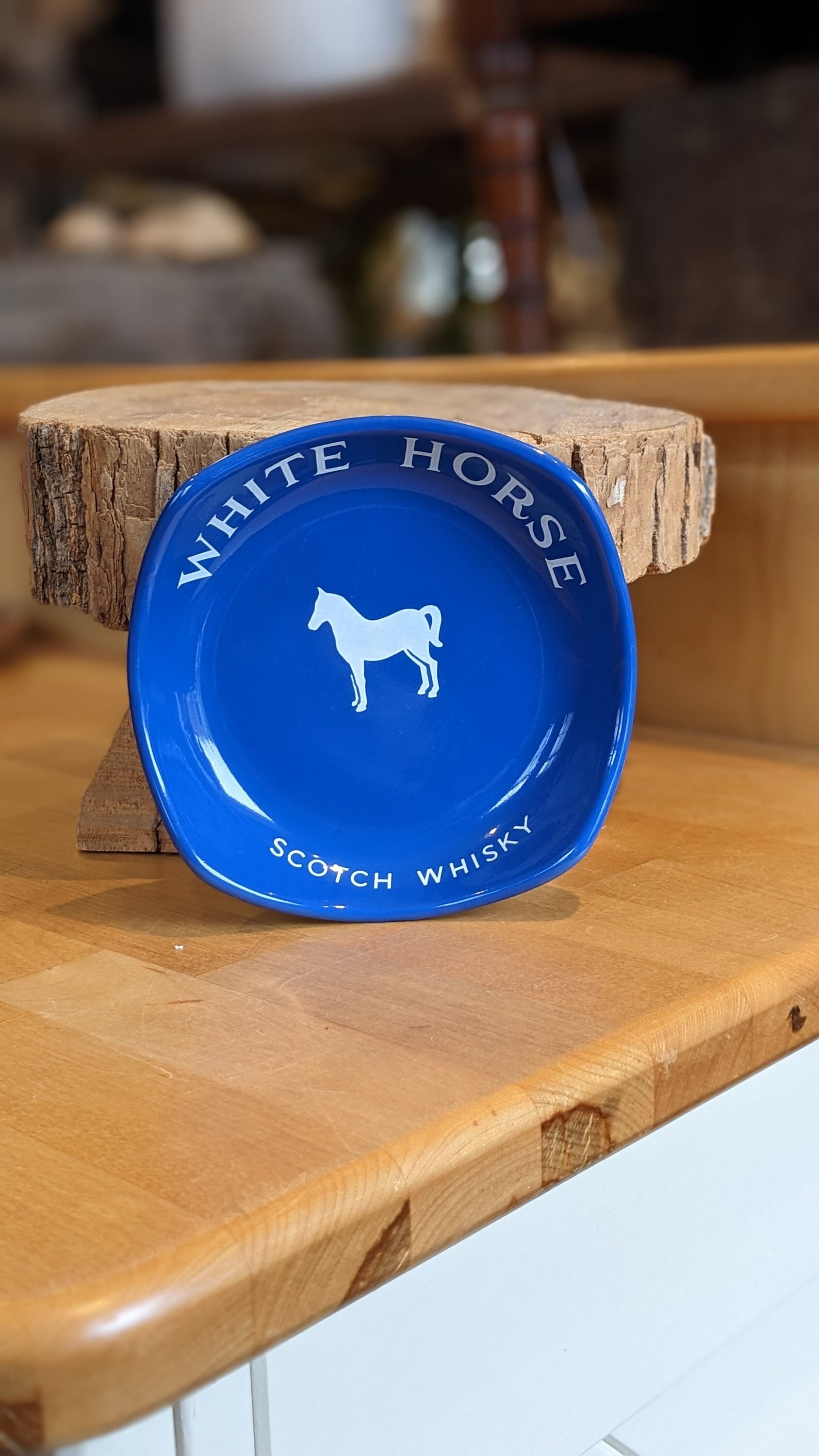 Vintage White Horse Whisky Blue Jug - Wade Regicor Pottery