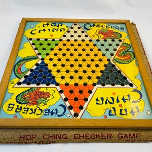 1950s Hop Ching Chinese Checkers Board with Original Box