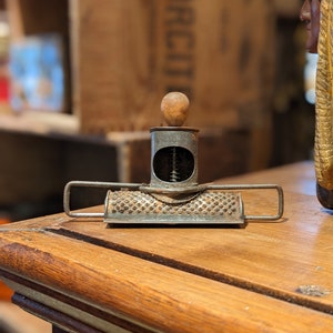 Antique Primitive Metal & Wood Nutmeg Grater