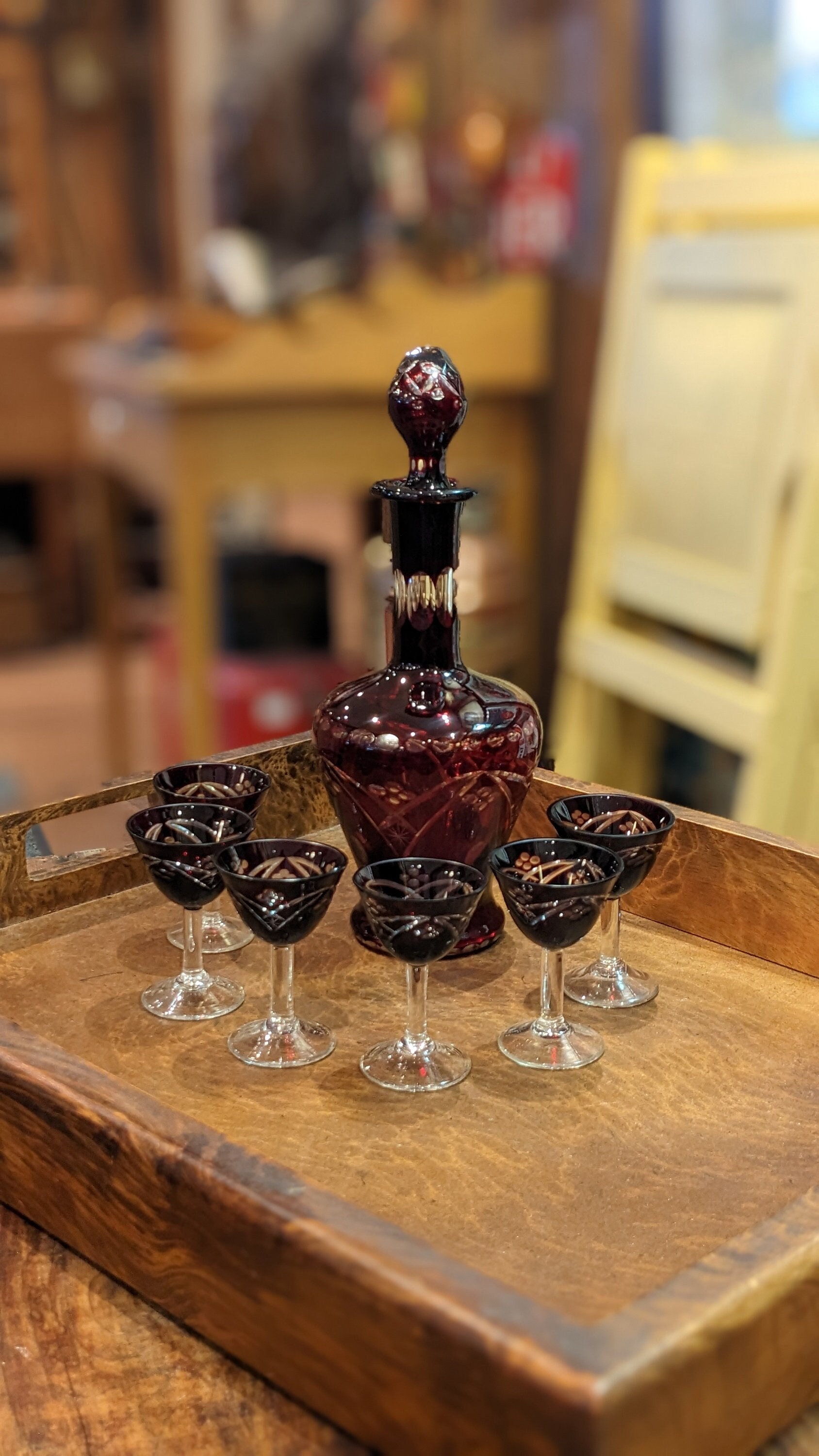 Bohemian Red Glass Decanter - Etsy Bohemian Red Glass Decanter - Etsy