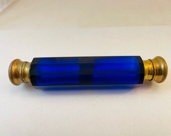 ヴィンテージ コバルトブルー 両端式「横置き」香水瓶 - Etsy 日本