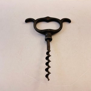 Antique Iron Corkscrew with 4 Finger Pull