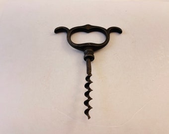 Antique Iron Corkscrew with 4 Finger Pull