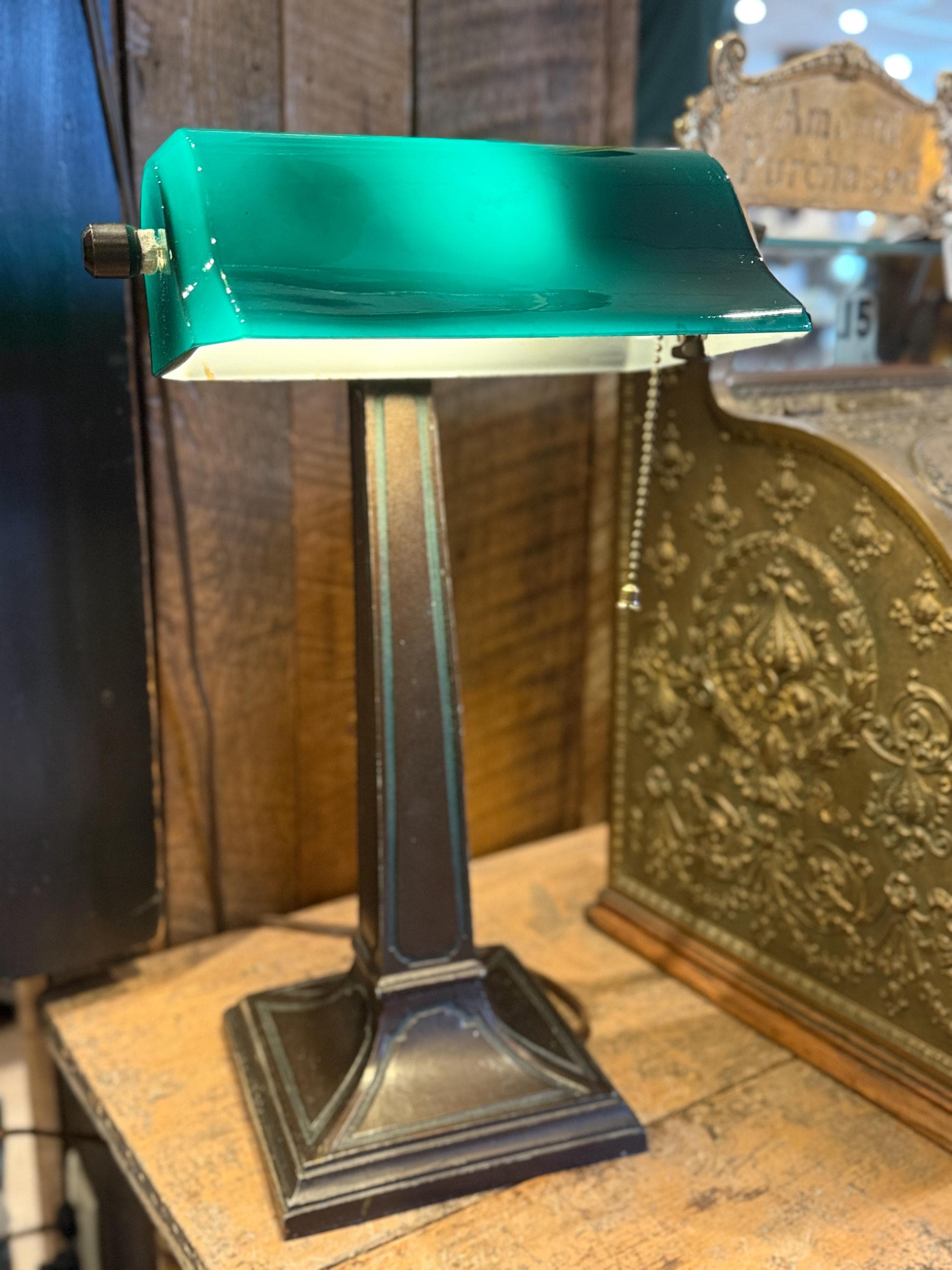 Antique Emeralite Lamp - Etsy