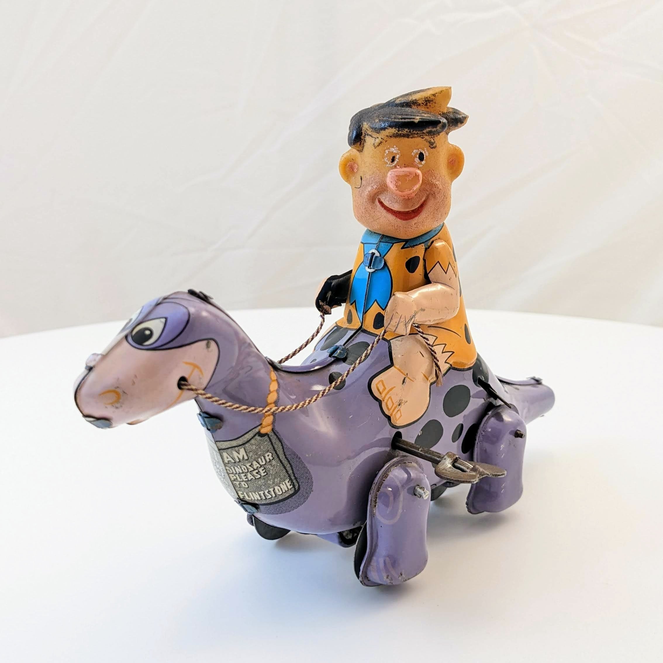 Vintage Marx Linmar Flintstone Pals on Dino Wind up Toy With