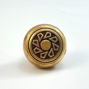 Antique Brass Doorknob with Geometric Floral Pattern