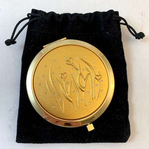 Vintage Gold Toned Compact with Bag