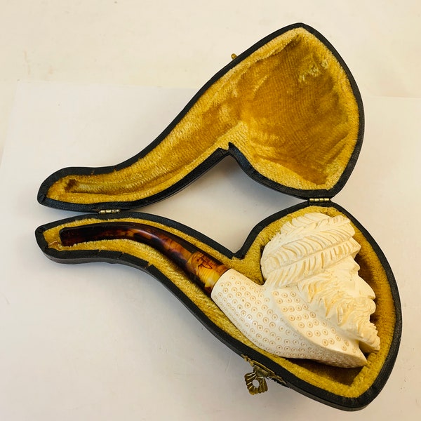 Vintage Meerschaum Pipe with Original Case