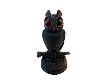 Antique Black Forest Carved Owl Inkwell with Glass Eyes