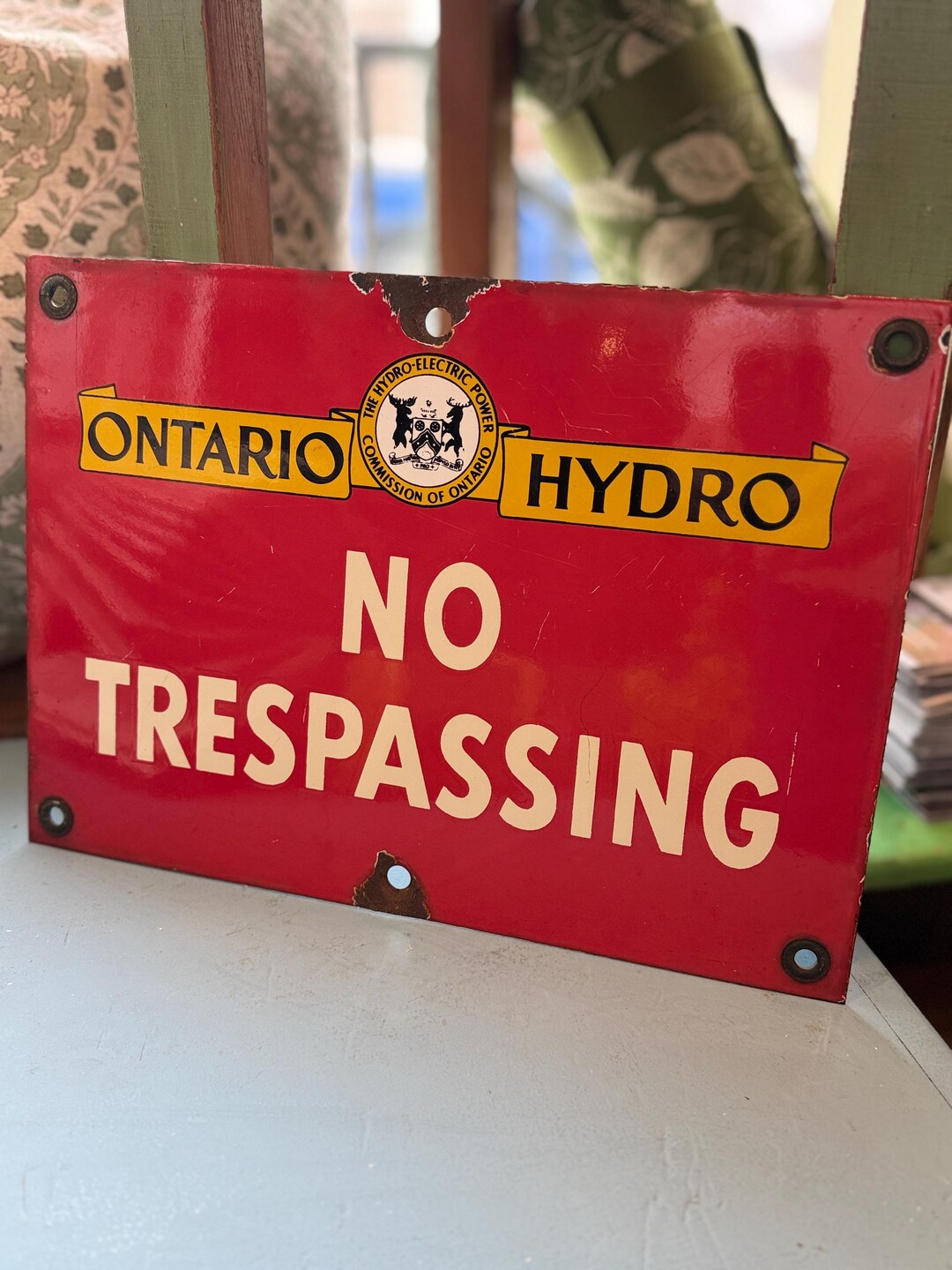 Hydro Interruption Sign Vintage Ontario Hydro No Trespassing Porcelain Sign - Etsy