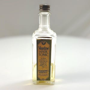 Vintage Vaseline Hair Tonic Bottle with Original Cap and Label