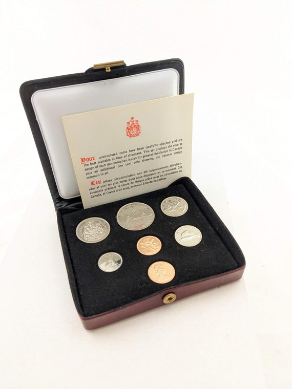 1975 Royal Canadian Mint Seven Coin Set Leather Case - Etsy Canada