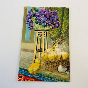 Cartolina di Pasqua Vintage con Rivestimento Originale Lucido - Auguri di Pasqua