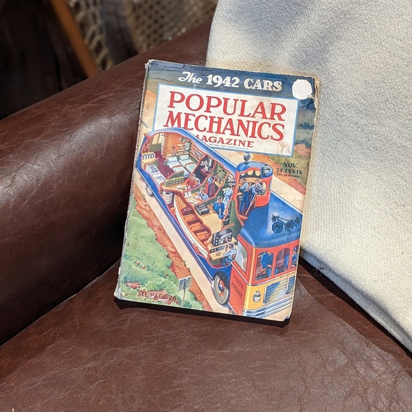 The 1942 Cars Popular Mechanics Magazine, Collectable, Science, Education, Manuals, Learning, Advertising, Gift, Decor