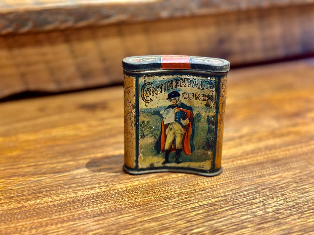 continental cubes tobacco tin Vintage Continental Cubes Pocket Sized Tobacco Tin