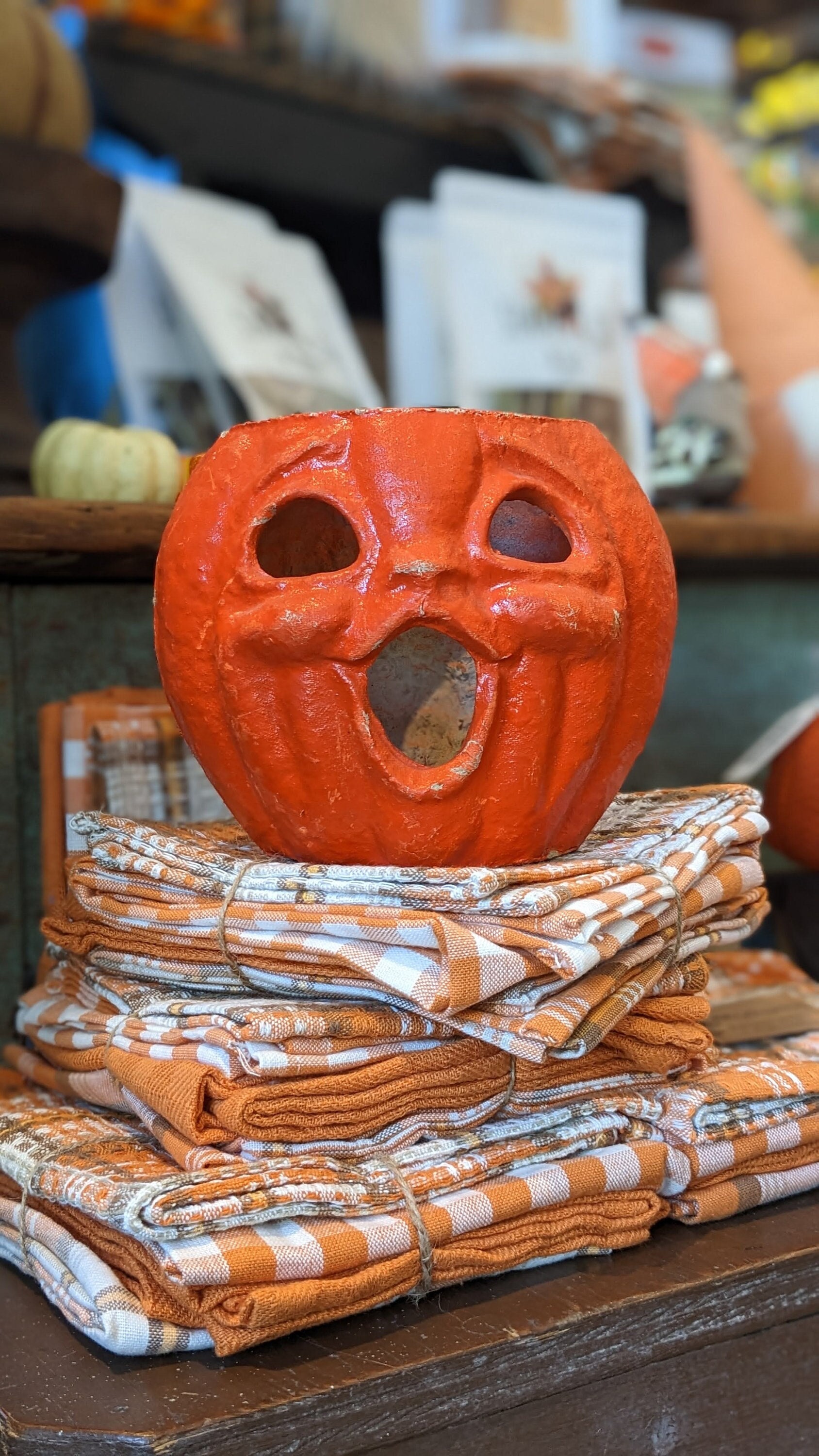 1940's Paper Mache Choir Face Pumpkin Bucket, Collectable JOL, Jack O Lantern, Halloween Decor, Vintage Halloween, Gift, Decor