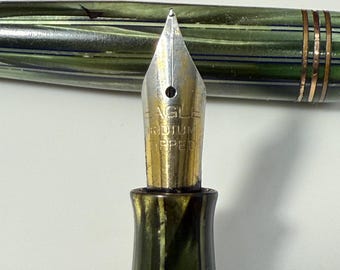 Pluma estilográfica canadiense Waterman Ideal Green Marble con punta de iridio