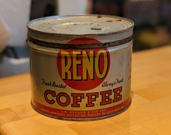 Vintage Reno Coffee Tin J.B. Renaud Montreal Quebec, Rincón de café, Decoración de cocina, Decoración de café, Regalo, Decoración