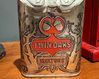 1920s Twin Oaks Mixture Smoking Pocket Tobacco Tin