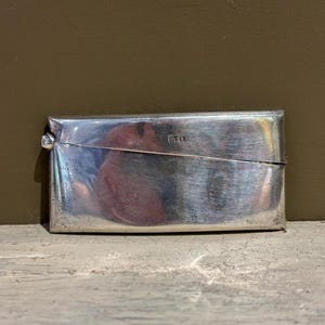 Porte-cartes en argent sterling poinçonné Art déco, poche incurvée