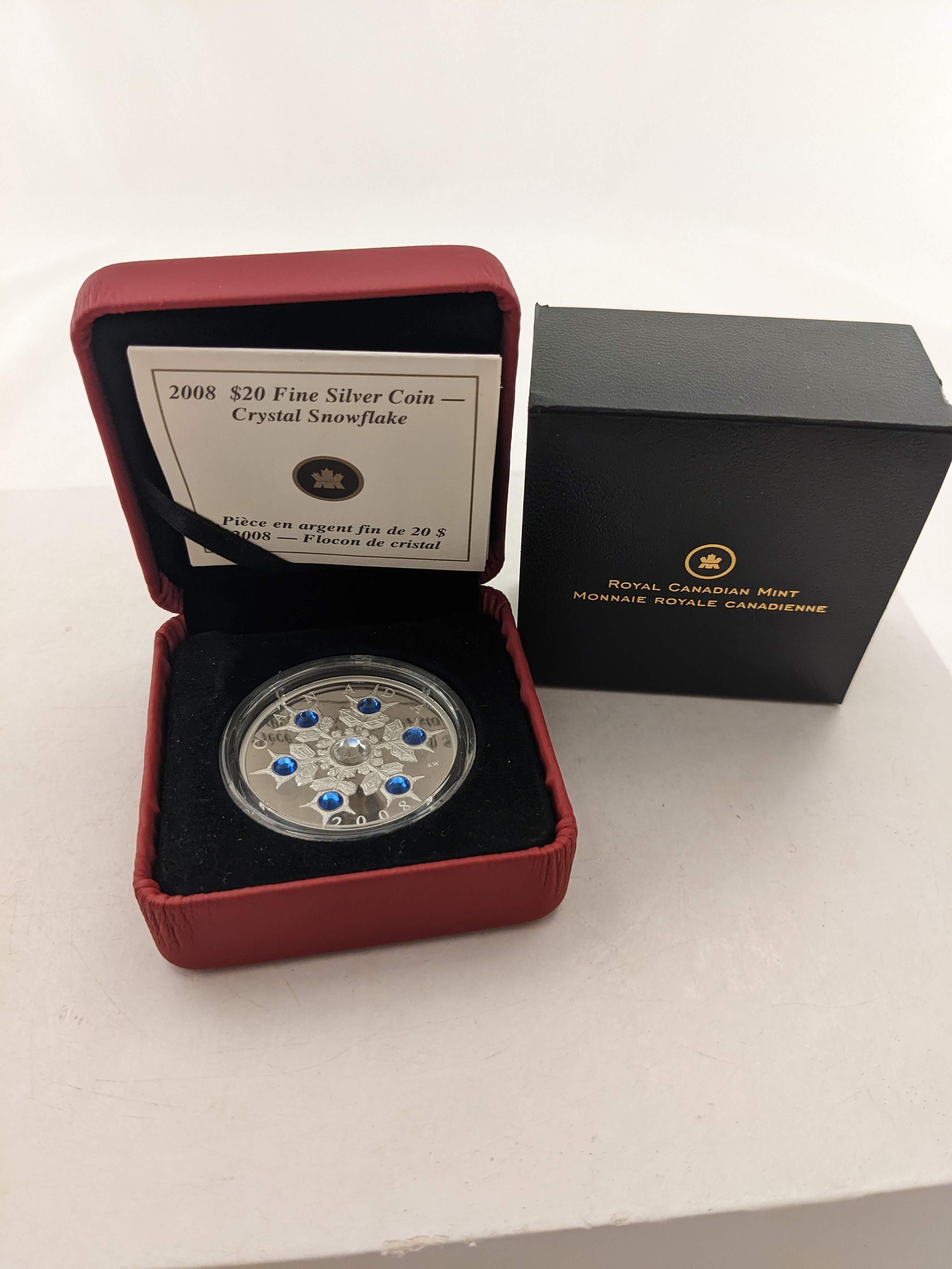 純銀2008 クリスタルスノーフレーク　銀貨　 CANADIAN 2008 $20 Crystal Snowflake: Sapphire - Pure Silver Coin