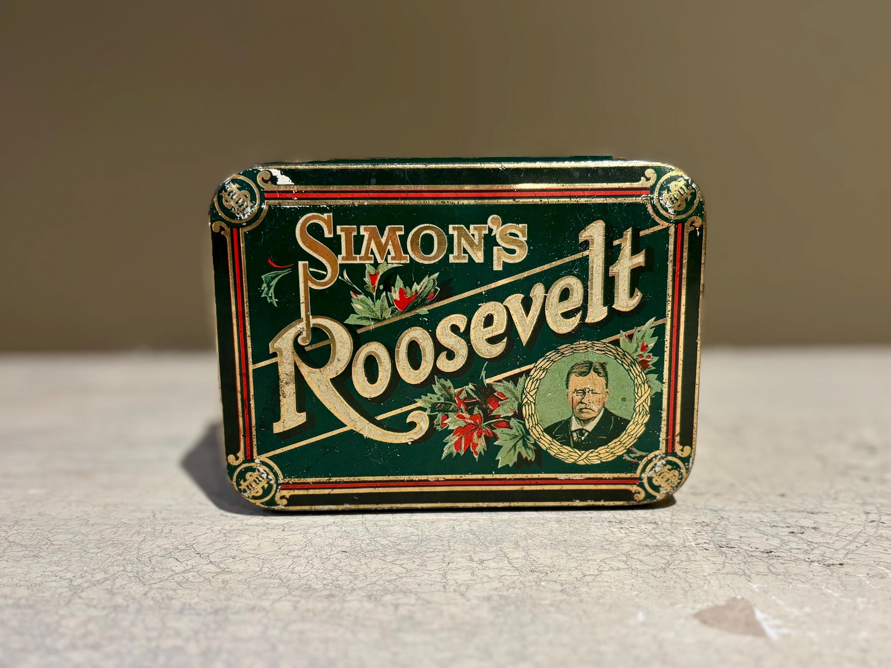 【レア】20s Antique Cigar Felt Minnehaha Vintage 1920s Simon and Sons Montreal Simon's Roosevelt Cigar Tin