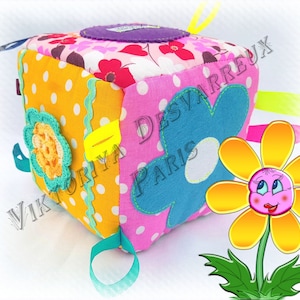 Baby cube eveil , Eveil 3mois , Naissance bébé fille , Cube eveil bébé , Cube eveil tissus , Cadeau Naissance