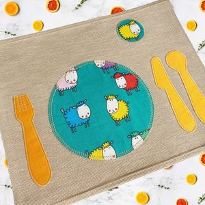 Kids Placemat , Montessori Practical Life , Fabric Placemat , Table Mat , Lunch Mat  , Learning Toys , Place Setting , Kids Gift