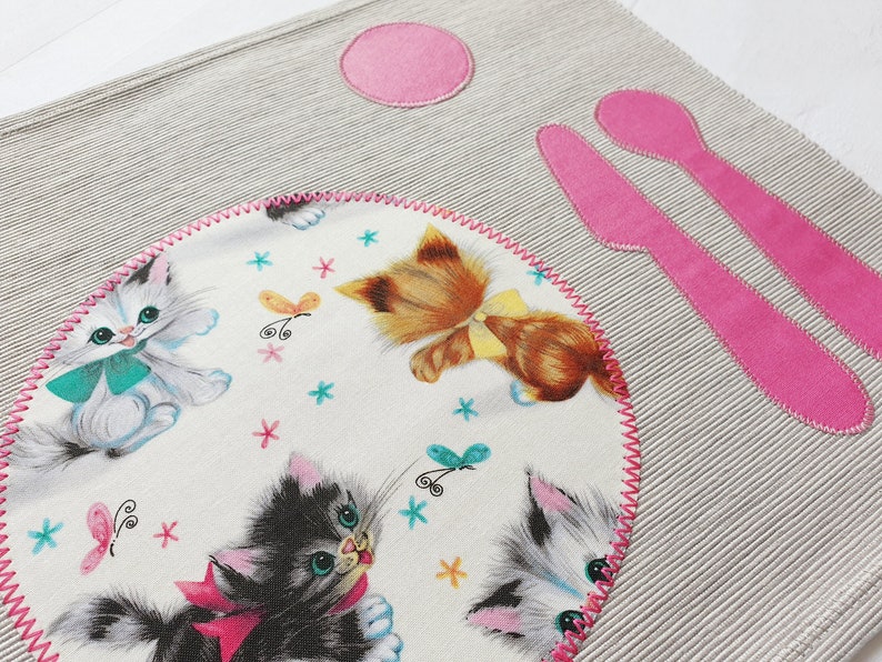 Personalized Montessori Placemat for Girl Cat Themed Gifts