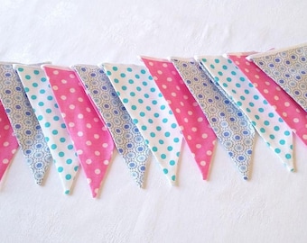 Bunting 12 flags Fabric banner Nursery bunting Fabric garland Fabric Pennant Flags Baby shower