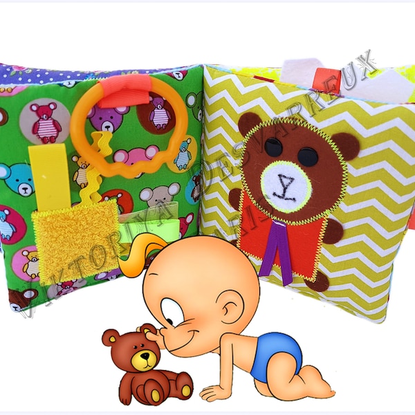 Personalized Baby Quiet Book, Montessori Baby, Busy book, Sensory toy, Fabric Baby book, Personalized 1st Birthday, Christmas Gift Baby