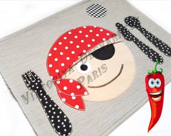 Montessori Children's Placemat Pirate, Montessori Practical Live, Placemats for kids, Back to School, Toddler Preschool Lunch, Boys Placemat