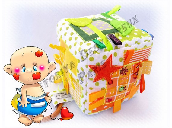 Cube D Eveil Jouet Bebe Sensoriel Cube Bebe En Tissu Etsy