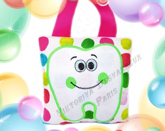 Travesseiro de fada MyTooth, travesseiro de dente personalizado, gráfico de dente, bolsa de dente bordada, primeiro dente perdido, nota de fada de dente, dente solto
