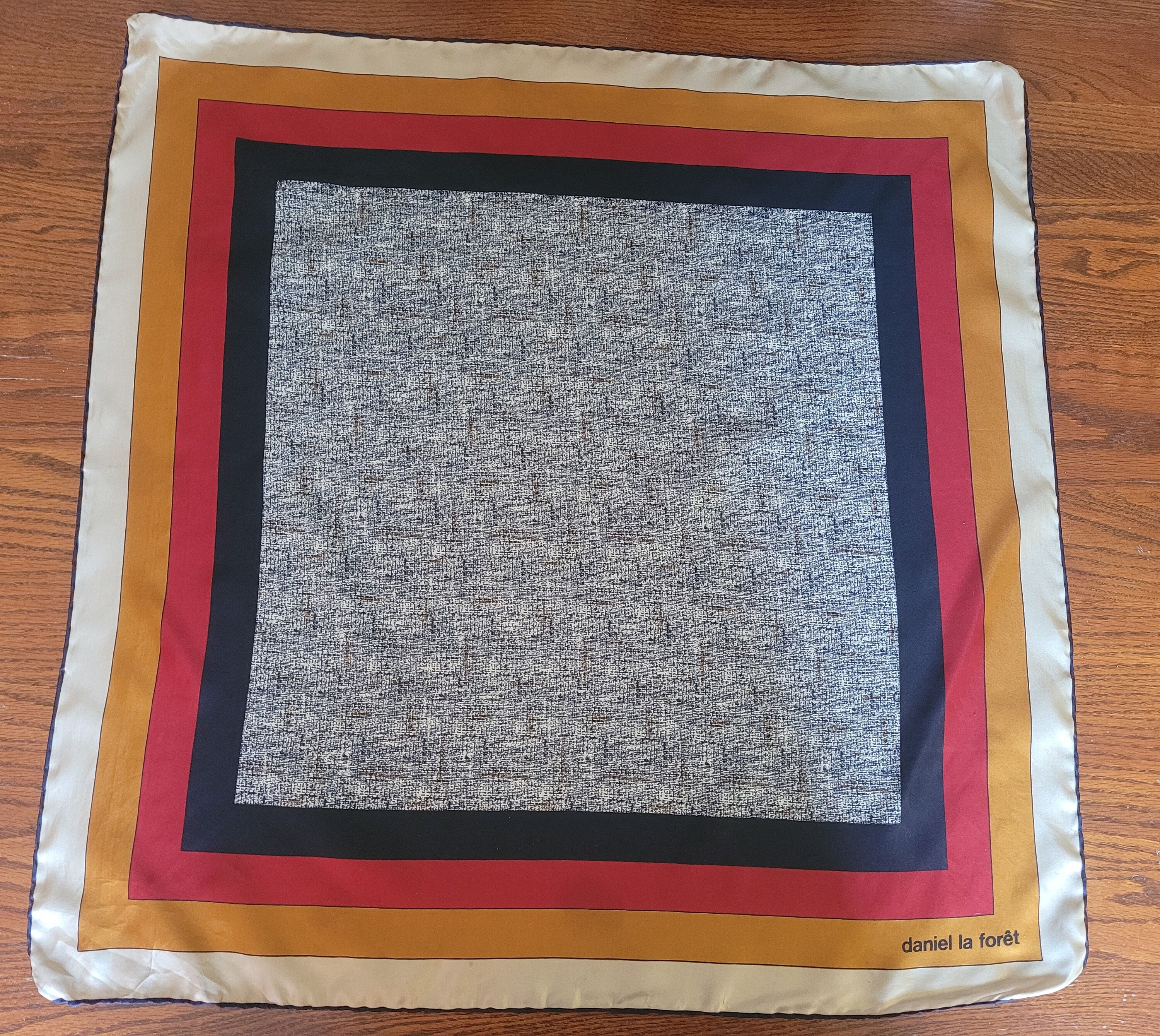 Foulard Vintage En Soie Daniel La Forêt - Multicolore Floral - Occasion Bon État