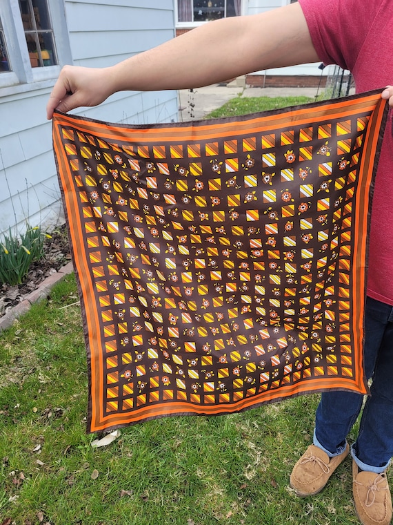 70s retro floral scarf