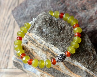 Peridot and Carnelian Bracelet