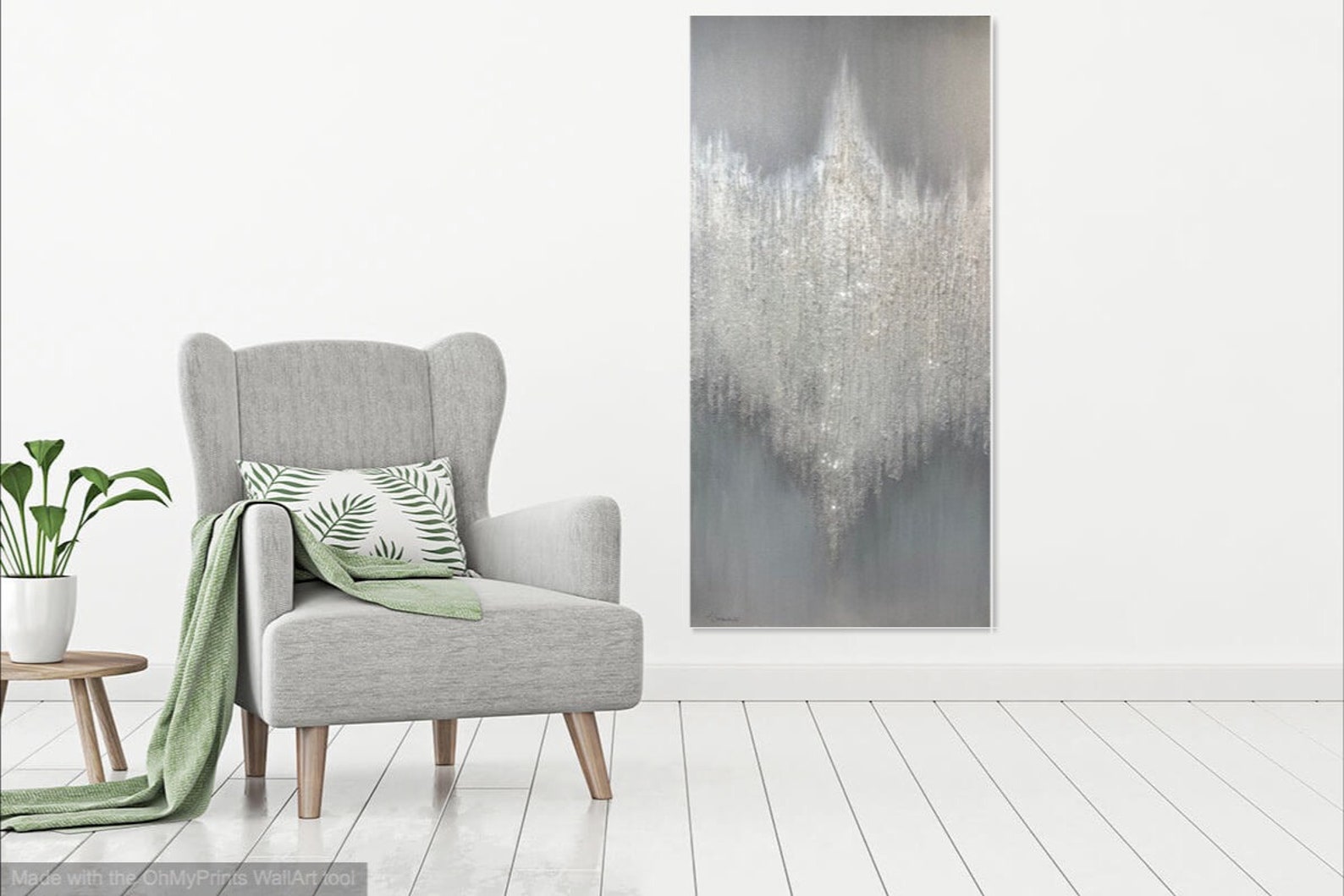 Abstract Glitter Art on Canvas Silver Glitter Bird Etsy