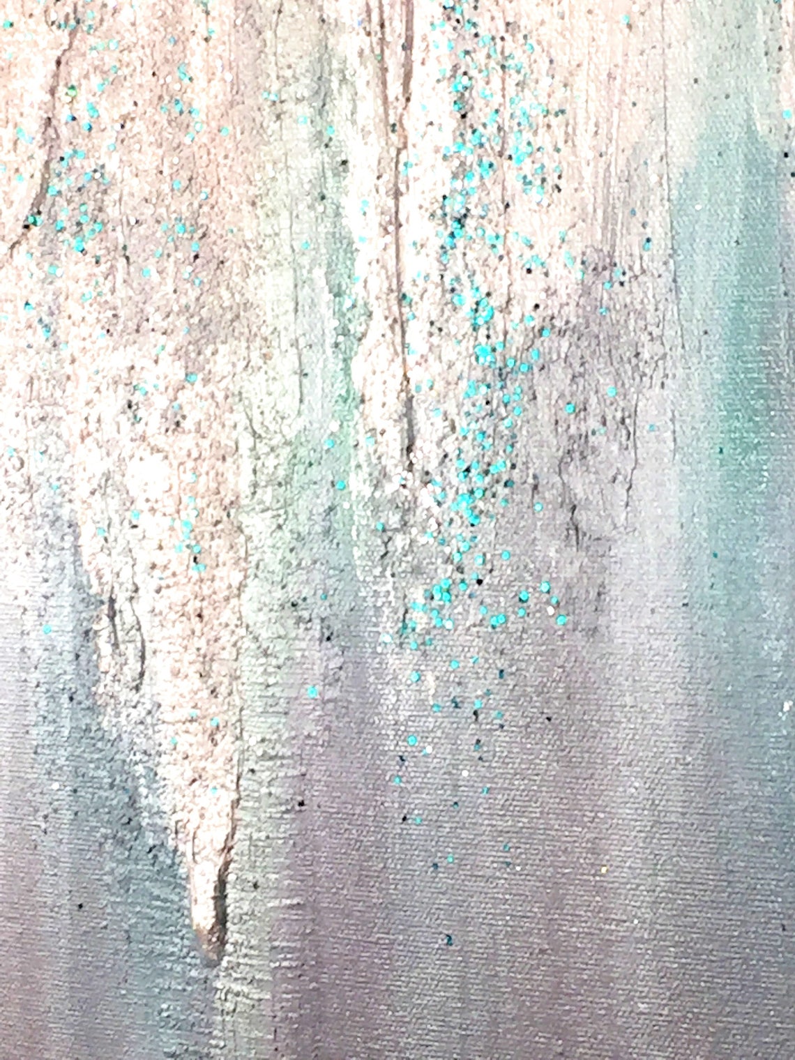 Sold Abstract Glitter Art On Canvas Silver Glitter Etsy