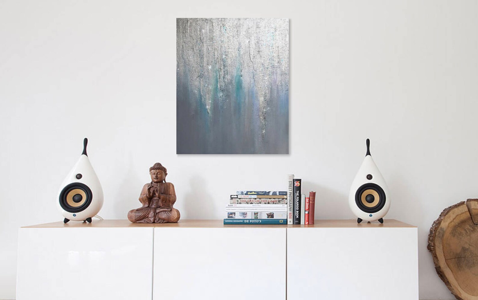 Sold Abstract Glitter Art On Canvas Silver Glitter Etsy