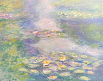 Lily Water Art - Lily Pond - Original Acrylic Hand Painted